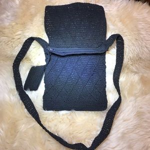 Crocheted little black bag with coin purse